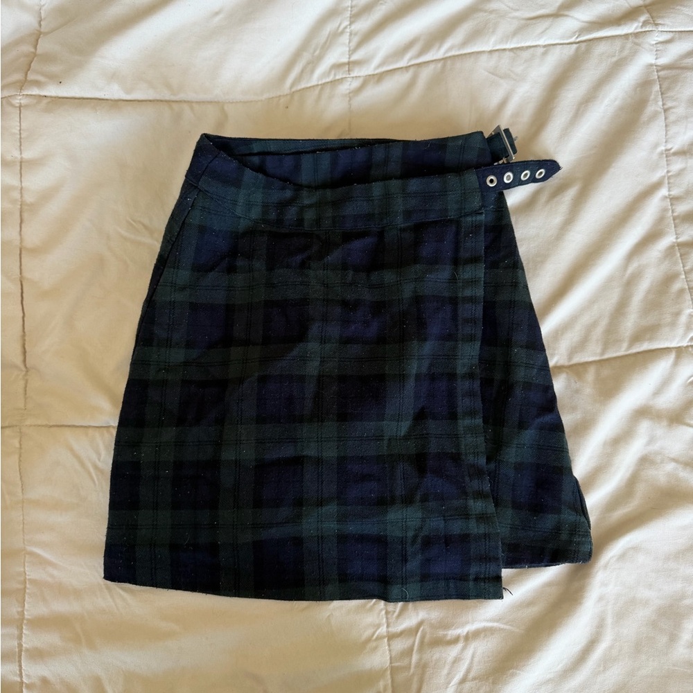Brandy Melville Green Plaid Mini Skirt